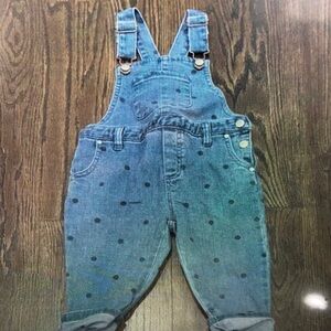 Blue Polka Dot Denim Overalls for Kids